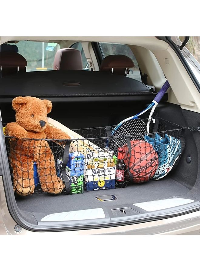 Black Heavy Duty Three Pocket Cargo Net Organizer Open Mesh SUV Truck Van - Image 4