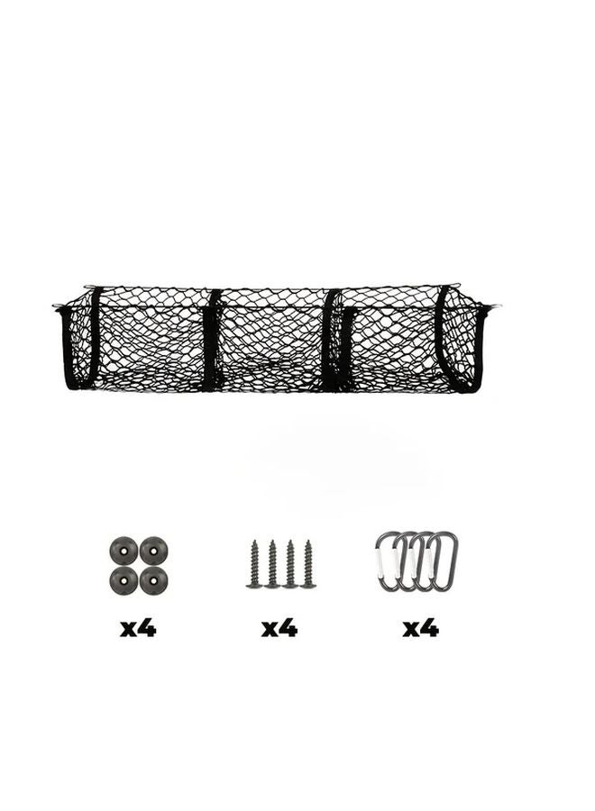 Black Heavy Duty Three Pocket Cargo Net Organizer Open Mesh SUV Truck Van - Image 1