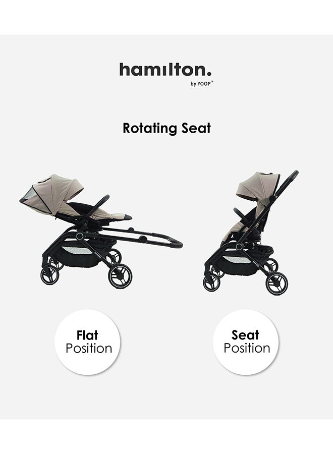 Hamilton كرسي دوار 360° – تقنية MagicFold™، قابل للطي، عجلات عاكسة مع تعليق، يشمل حقيبة واقية وحامل أكواب، عربة دفع قابلة للتعديل وسهلة المناورة – عربة خفيفة الوزن – عربة قابلة للطي - Image 5