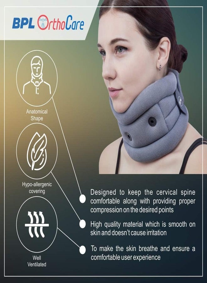 BPL Medical Technologies OrthoCare Soft Cervical Collar for Neck Support & Pain Relief | for Post-Surgery, Injury & Arthritis | Soft Comfortable & Durable for Men & Women - Grey - M - Image 2