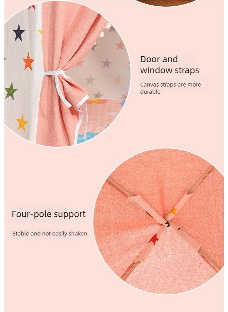 أنا أحب الأطفال الأطفال القطن خيمة لعبة ، قلعة المسرح حجم كبير للطي 110CM*110CM*130CM (الوردي) - Image 5