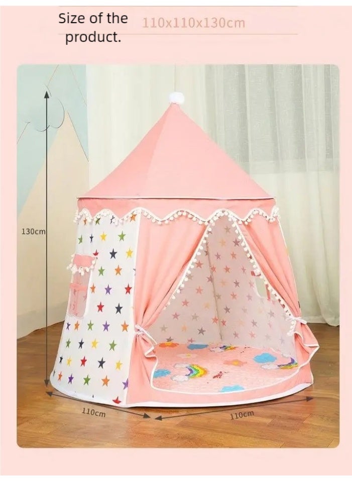 أنا أحب الأطفال الأطفال القطن خيمة لعبة ، قلعة المسرح حجم كبير للطي 110CM*110CM*130CM (الوردي) - Image 4