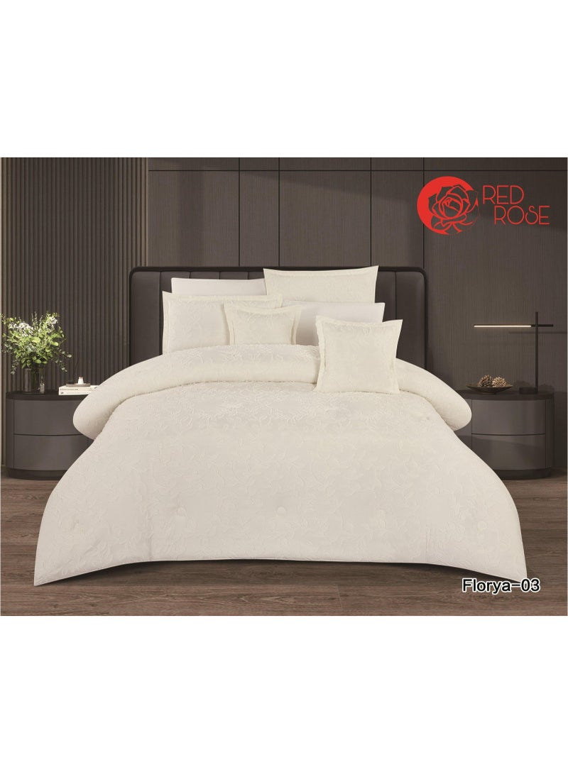Red Rose Luxury Summer Double Duvet Set with Premium Medium Filling, 8 Pieces / King Size 240*260cm 