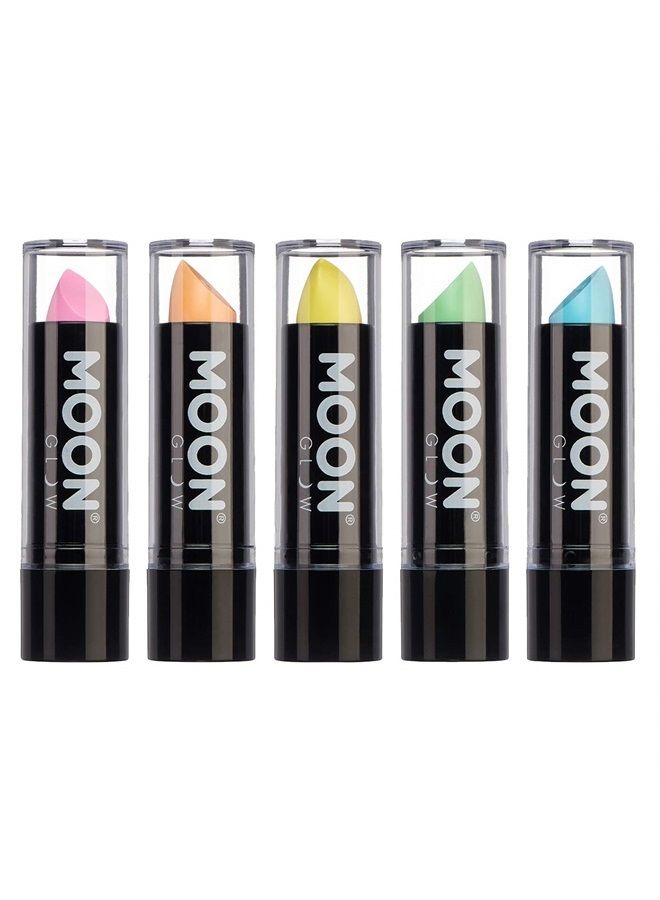 Moon Glow Blacklight Neon UV Lipstick 0.16oz Pastel Set of 5 colors – Glows brightly under Blacklights/UV Lighting! - Image 1