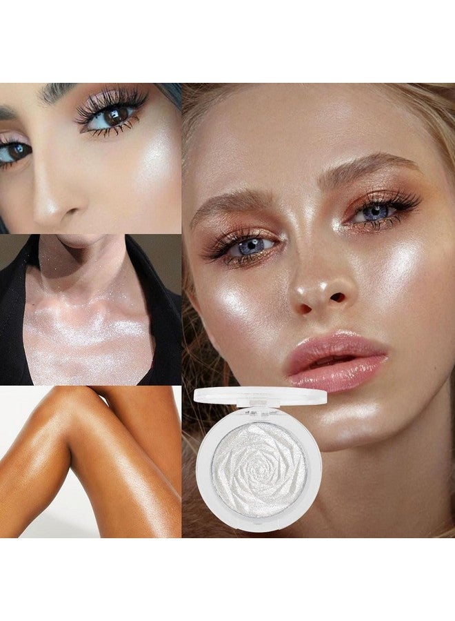 evpct Pearl White Silver Face Highlighter Makeup, White Shimmer Glitter Diamond Sparkly Highlighters Makeup Eyeshadow Palette Powder for Face Body Cheek Skin, inner corner Eye Highlighter Makeup 01 - Image 2