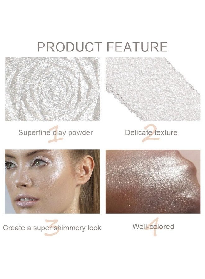 evpct Pearl White Silver Face Highlighter Makeup, White Shimmer Glitter Diamond Sparkly Highlighters Makeup Eyeshadow Palette Powder for Face Body Cheek Skin, inner corner Eye Highlighter Makeup 01 - Image 4