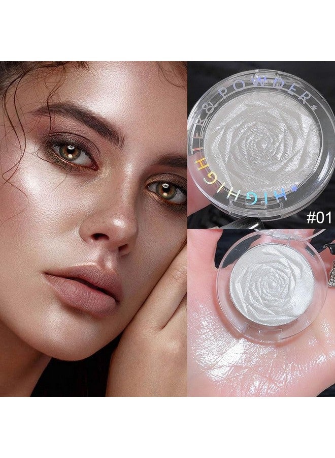evpct Pearl White Silver Face Highlighter Makeup, White Shimmer Glitter Diamond Sparkly Highlighters Makeup Eyeshadow Palette Powder for Face Body Cheek Skin, inner corner Eye Highlighter Makeup 01 - Image 3