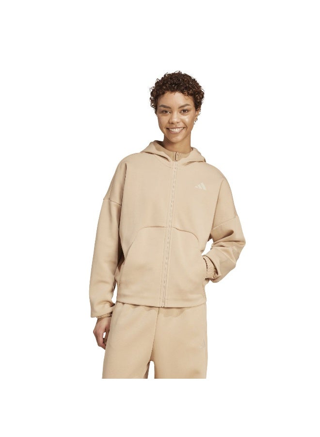 Adidas W Fi Sl Fz Hd Brown Training Track Tops For Women M - Image 2