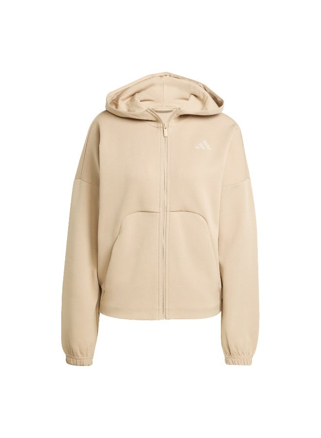 Adidas W Fi Sl Fz Hd Brown Training Track Tops For Women M - Image 1