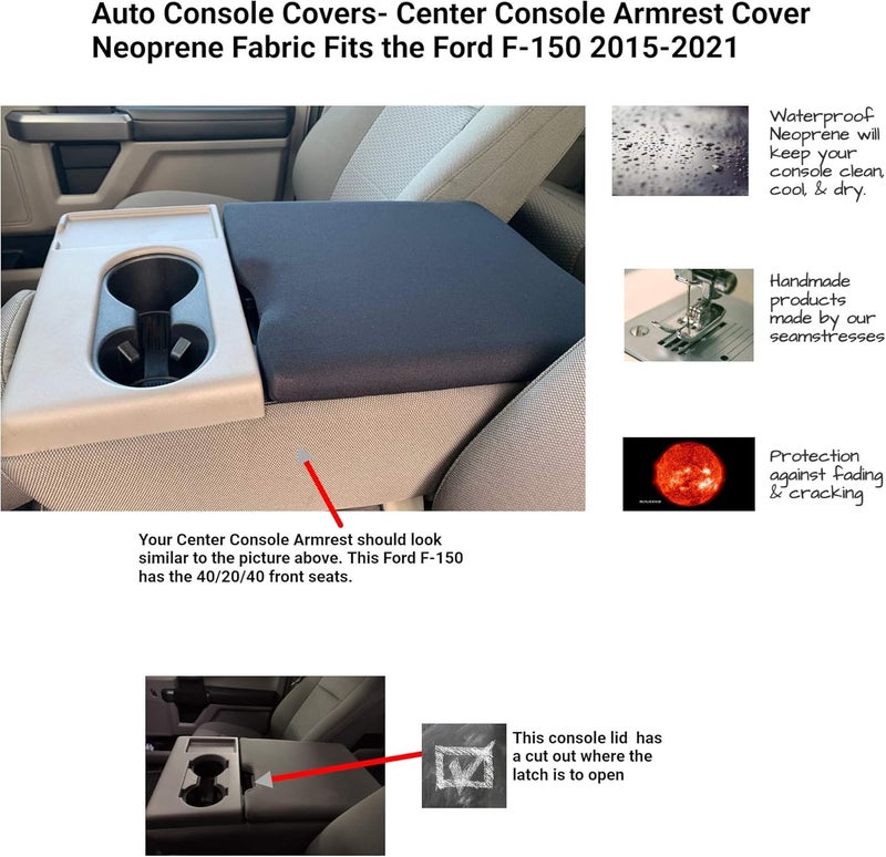 Auto Console Covers Custom Fit Neoprene Center Console Cover for Ford F-150 - Image 2