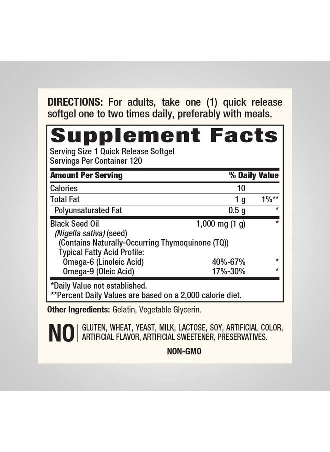 Piping Rock Black Seed Oil 1000Mg  120 Softgel Capsules  Cold Pressed Virgin  Solvent Free Nongmo Gluten Free Supplement  - Image 3