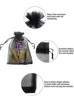 Excefore 100PCS Sheer Organza Bags 5X7 inches Black with Drawstring Jewelry Pouches Gift Bags for Wedding Party Favor Festival Candy Gift Bags  - Image 2