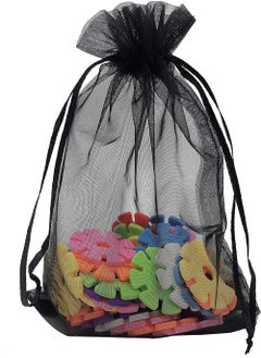 Excefore 100PCS Sheer Organza Bags 5X7 inches Black with Drawstring Jewelry Pouches Gift Bags for Wedding Party Favor Festival Candy Gift Bags  - Image 3