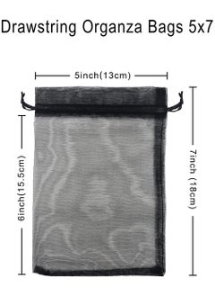 Excefore 100PCS Sheer Organza Bags 5X7 inches Black with Drawstring Jewelry Pouches Gift Bags for Wedding Party Favor Festival Candy Gift Bags  - Image 5