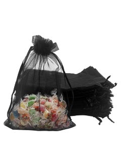 Excefore 100PCS Sheer Organza Bags 5X7 inches Black with Drawstring Jewelry Pouches Gift Bags for Wedding Party Favor Festival Candy Gift Bags  - Image 1