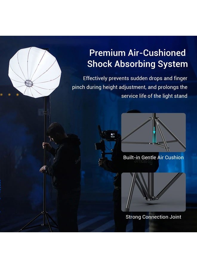 SMALLRIG Photography Light Stand 110"/9.2ft/280cm, Air-Cushioned Aluminum Photo Video Tripod Stand with 1/4" Screw for Softbox, Studio Light, Reflector and Ring Light, Max Load 8kg, RA-S280 - Image 3