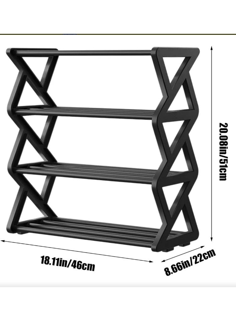LINGWEI Modern 4-Tier Shoe Rack | Sturdy Plastic Frame, Aluminum Pipe, & Cloth Shelf | Space-Saving Organizer for Entryway, Bedroom, or Closet  - Image 2