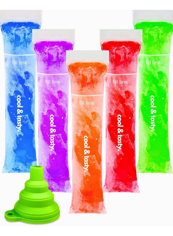 ANSMIO 150 Disposable Popsicle Mold Bags with Zip Seals, 8x2" Freezer Tubes for DIY Ice Pops, Yogurt, Juice & Fruit Smoothies - Includes Funnel, BPA-Free, Ice Pop Molds - Image 1