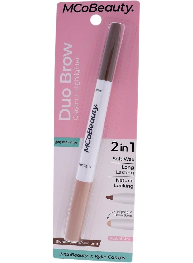 MCoBeauty قلم حواجب مكو بيوتي ديو مع هايلايتر - أشقر فاتح-متوسط - Image 1