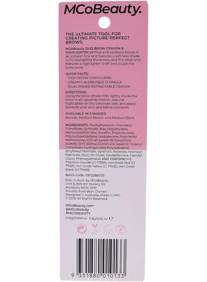 MCoBeauty قلم حواجب مكو بيوتي ديو مع هايلايتر - أشقر فاتح-متوسط - Image 2