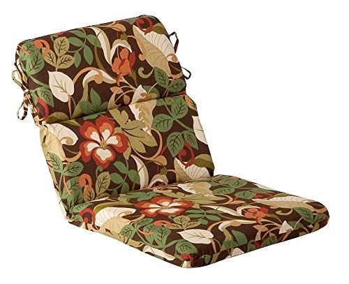 Pillow Perfect Floral Indoor/Outdoor 1 Piece Split Back Round Corner Chair Seat Cushion with Ties, Deep Seat, Weather, and Fade Resistant, 40.5" x 21", Brown/Green Coventry, 1 Count - Image 4