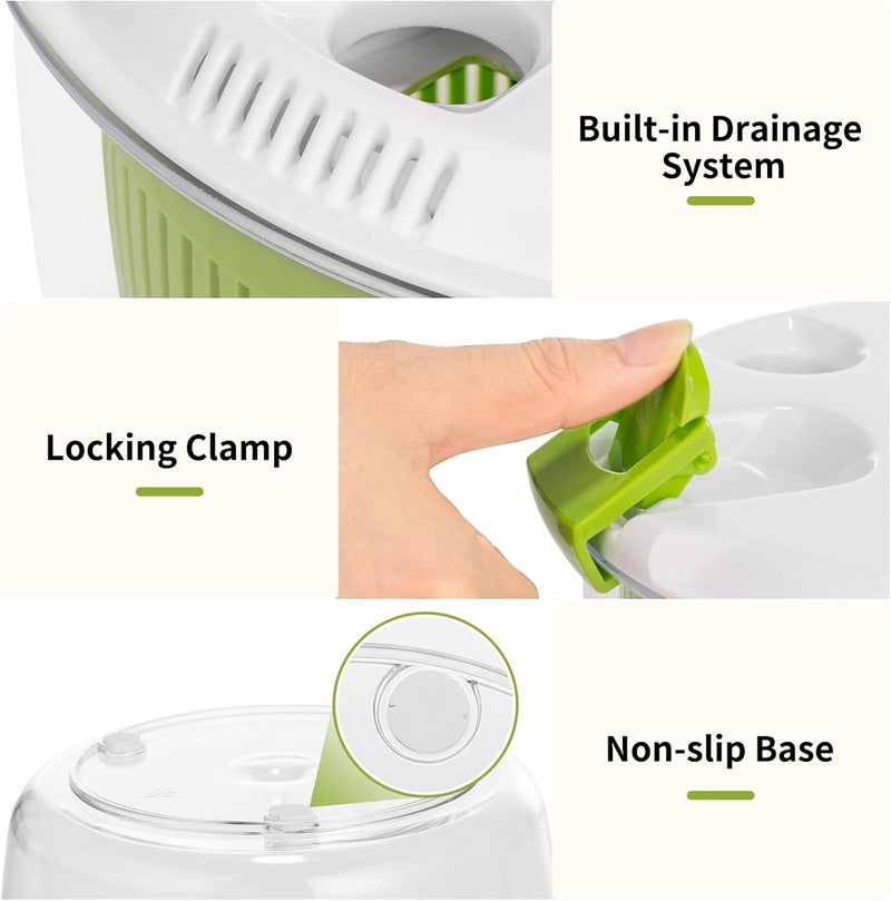 Vihoom Salad Spinner, Fruit and Vegetable Washer, Spin and Dry Salad Greens, 3 QT Lettuce Spinner with Bowl and Mesh Basket - Image 3