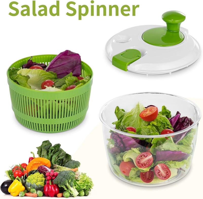 Vihoom Salad Spinner, Fruit and Vegetable Washer, Spin and Dry Salad Greens, 3 QT Lettuce Spinner with Bowl and Mesh Basket - Image 2