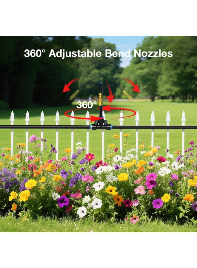 30m (100ft) 1/4" Drip Irrigation System, 2026-Upgraded Garden Watering Kit with 16 Adjustable Copper Nozzles, Automatic Misting Sprinkler System for Outdoor Garden, Lawn & Greenhouse (6mm Tubing) - Image 3
