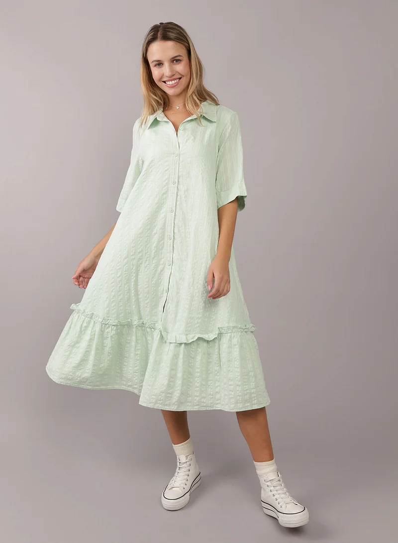امريكان ايجل Mint Ruffled Midi Dress