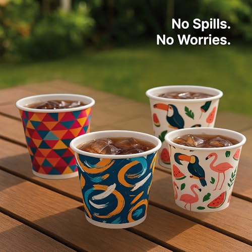 KAAGAT® 150 ml, 100 Count Disposable Paper Cups, Multicolor Eco-Friendly Drinking Cups for Wedding, Party, Picnic, Travel | Ideal for Tea, Coffee, Juice & Water, Use & Throw Party Glasses - Image 2