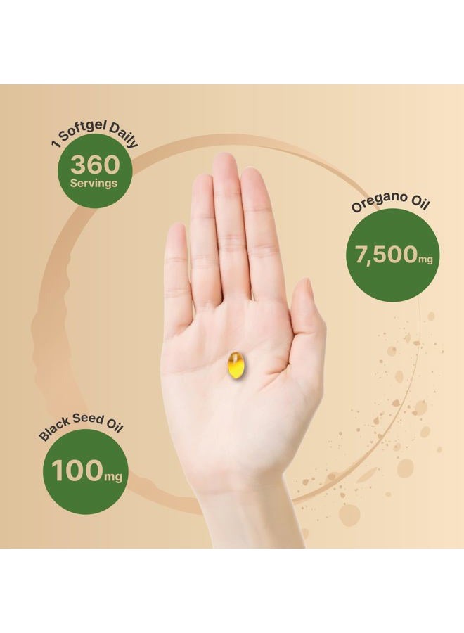 NatureBell Oregano Oil 7,500mg with Black Seed Oil, 360 Softgels | 360-day Supply Essential Oils for Immune Health | Retains High Concentrated Carvacrol & Thymoquinone – Non-GMO - Image 4