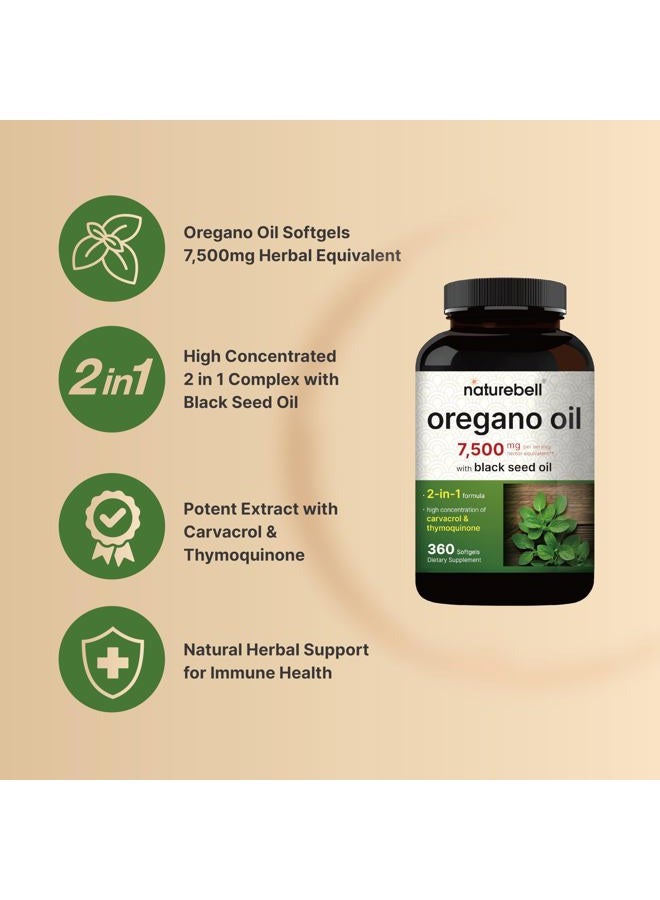 NatureBell Oregano Oil 7,500mg with Black Seed Oil, 360 Softgels | 360-day Supply Essential Oils for Immune Health | Retains High Concentrated Carvacrol & Thymoquinone – Non-GMO - Image 3