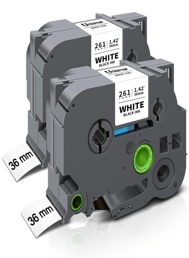Unismar Wide Label Tape Compatible for TZe-261 TZ261 TZe261 36 mm Tape for PT-3600 PT-530 PT-550 PT-9200DX PT-9200PC PT-9700PC, 1 1/2''(1.4'') x 26.2', Black on White 2-Pack - Image 1