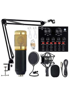 V8 External Sound Card Usb Phone Microphone For Mobile Computer Audio Interface With Bluetooth For Online Singing Chatting Live Video Streaming Music Recording Black