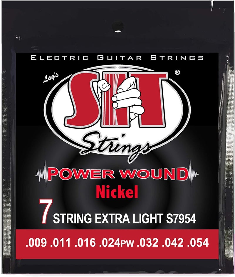 Power Wound Nickel Electric Guitar Strings (S.I.T.), 7-String Extra Light 9-54, S7954