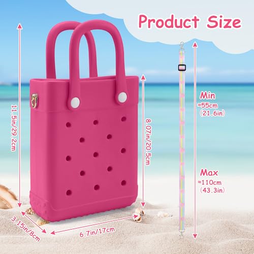 BKFOLIUM Mini Rubber Tote Bag, EVA Beach Tote with 30 Charms, Cute Bag for Little Girl & Women with Adjustable Shoulder Strap - Image 2