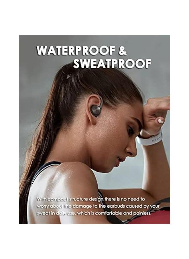 Wireless Earbuds with Earhooks Bluetooth Earbuds with Ear Hook Sport Waterproof Headphones Noise Cancelling Ear Buds with Microphone Running Workout Gym Earphones LED Power Display for Android iOS