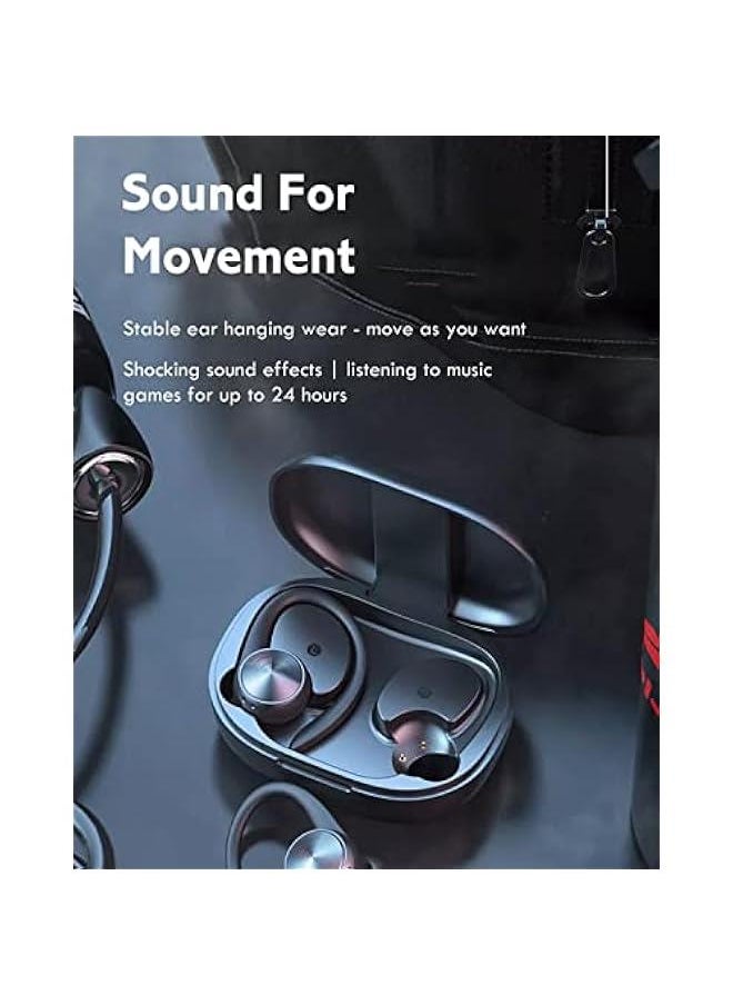 Wireless Earbuds with Earhooks Bluetooth Earbuds with Ear Hook Sport Waterproof Headphones Noise Cancelling Ear Buds with Microphone Running Workout Gym Earphones LED Power Display for Android iOS