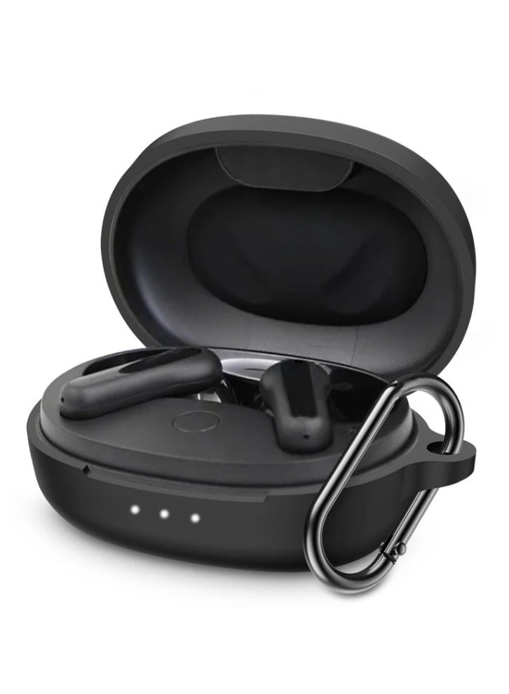 حقيبة حمل من السيليكون متوافقة مع Anker Soundcore Life P2 Mini، غطاء محمول مقاوم للخدش مع حلقة تسلق (أسود) - Image 1