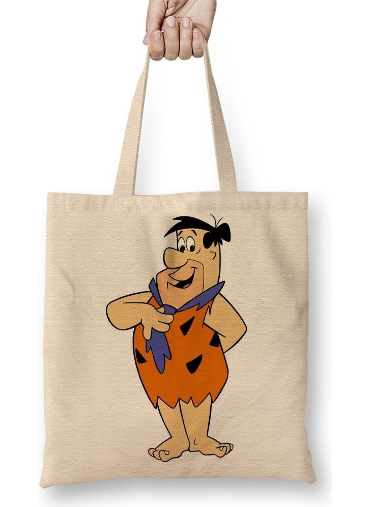 Baskı Dükkanı Print Shop Fred Flintstone Tote Bag Long Handle 