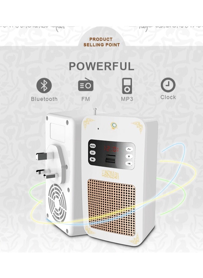 مكبر صوت جداري للقرآن الكريم، مكبر صوت بقابس القرآن الكريم لتعلم القرآن الكريم MP3 تشغيل صوتي لاسلكي بلوتوث هدية للمسلمين، مكبر صوت ذكي للقرآن الكريم مع جهاز تحكم عن بعد بلوتوث/راديو/USB وSD