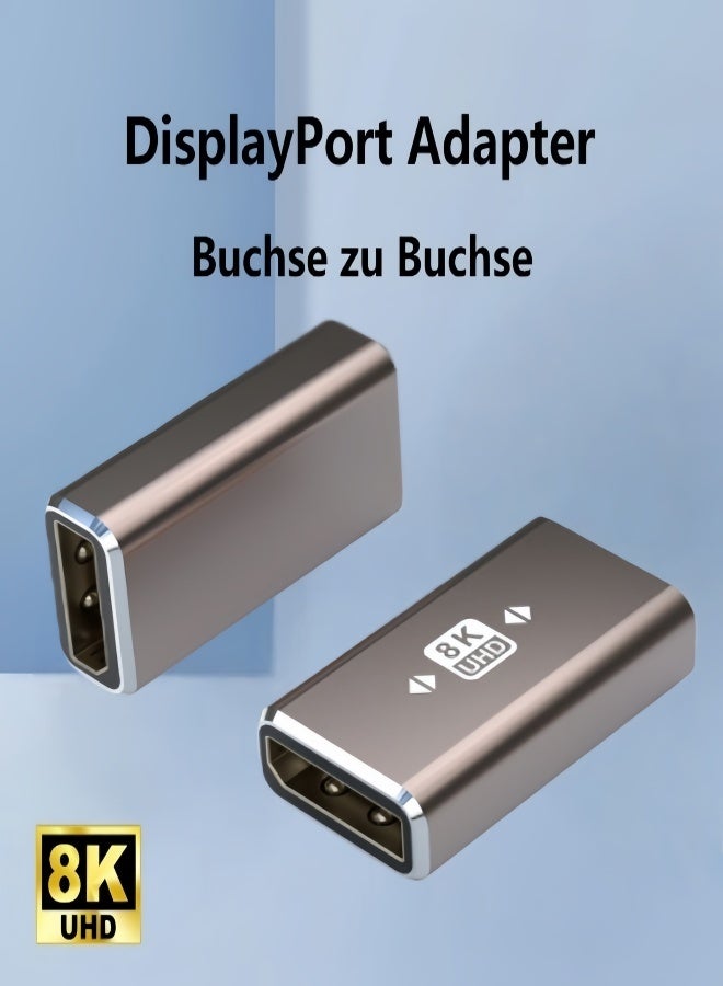 الصفحة الرئيسية محول Displayport Coupler (عبوة من 2 قطعة)، غلاف من السبائك المعدنية 8K UHD HDR Displayport (DP) 1.4 أنثى إلى أنثى محول تمديد ذكر، متوافق مع الإصدارات السابقة 1.3 1.2 1.1 - Image 1