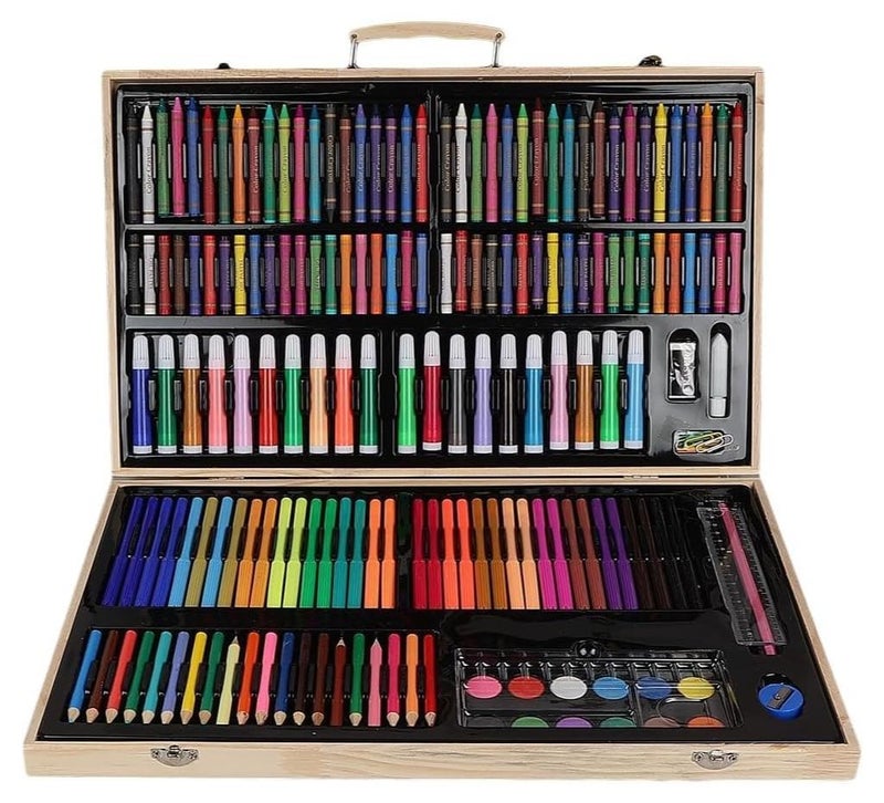 Art Set 180 Piece Professional Artset Color Pencil Child Drawing Set Painting Set Coloured Pencil for Kids- Coloured Drawing Art Set, Wooden box - Image 1