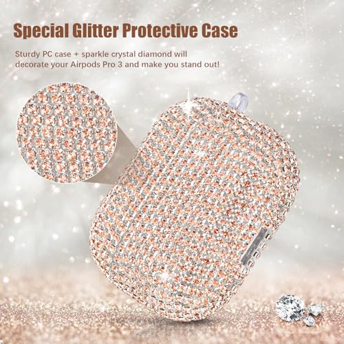 VISOOM Case for Apple Airpods Pro 3 Case Cover 2025, VISOOM Bling Jewerly Airpods iPods Pro3 Cases Cute Glitter Diamond Airpod iPod Pro3 Cases Rhinestone AirPods iPods Pro 3rd Gen Cas with Keychain for Women - Image 5