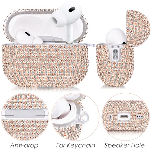 VISOOM Case for Apple Airpods Pro 3 Case Cover 2025, VISOOM Bling Jewerly Airpods iPods Pro3 Cases Cute Glitter Diamond Airpod iPod Pro3 Cases Rhinestone AirPods iPods Pro 3rd Gen Cas with Keychain for Women - Image 3