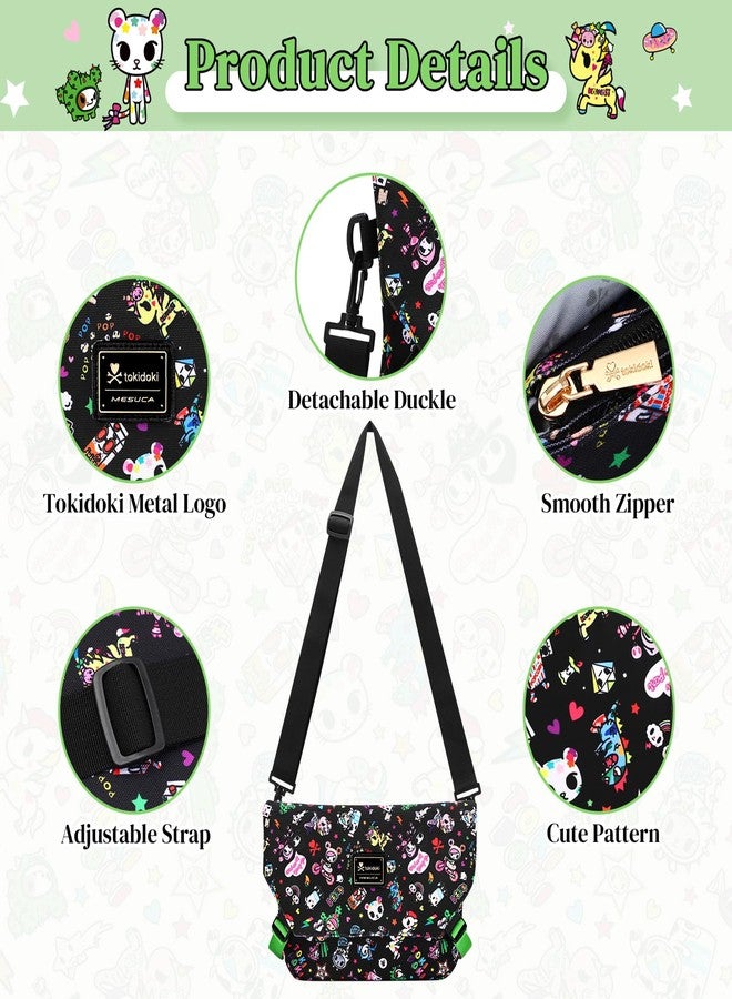 Tokidoki Unicorno Canvas Messenger Shoulder Bag Cute Crossbody Purse Casual Satchel for Women College Travel Office (Mess-Black) - Image 4