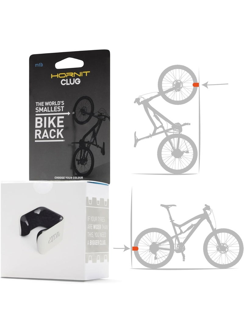 Hornit CLUG Bike Clip Storage Rack & Mount System - Worldâ€™s Smallest Bike Rack for Indoor/Outdoor Bike Storage - Won't Damage Rims, Tires - Roadie Fits Tires 1" - 1.25" / 23-32mm - White/Black - Image 1