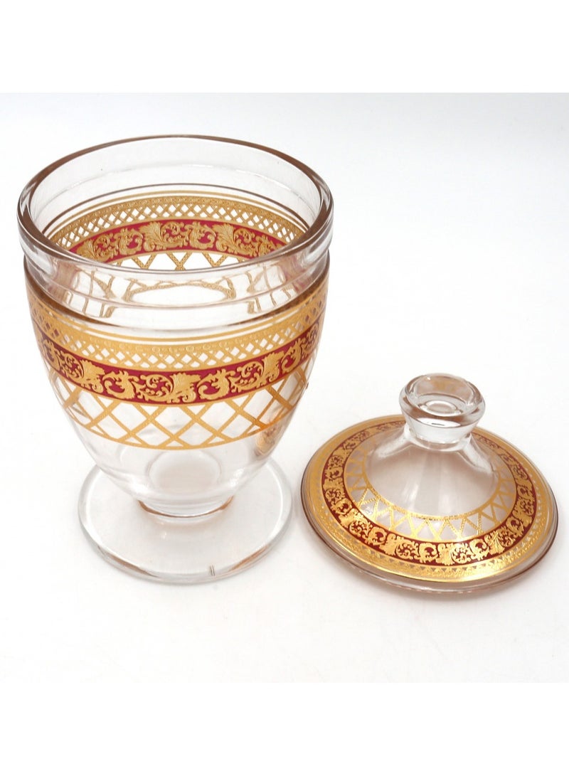 هيك مطبقية زجاج للسكر والحلويات ديكور ذهبي مقاس 24 سم - Image 2