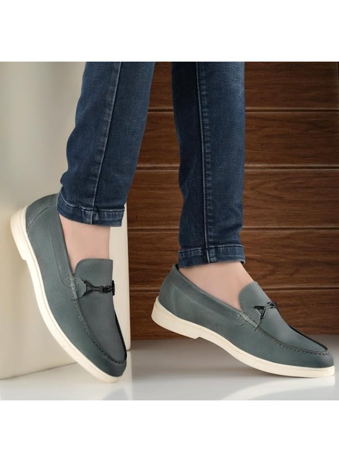 NOAK NO ANIMAL KILLED Casual Leather Material Slip-on Loafers Shoes Comfortable Shoes for Men|Olive|8UK - Image 4