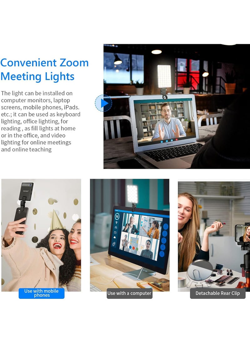 Selfie Light with Front & Back Phone Clip, High Power 60 LED 2000mAh Rechargeable CRI 95+, 3 Light Modes, Portable Clip on Light for Phone/Tablet/Laptop, Zoom Call TikTok Video Fill Light